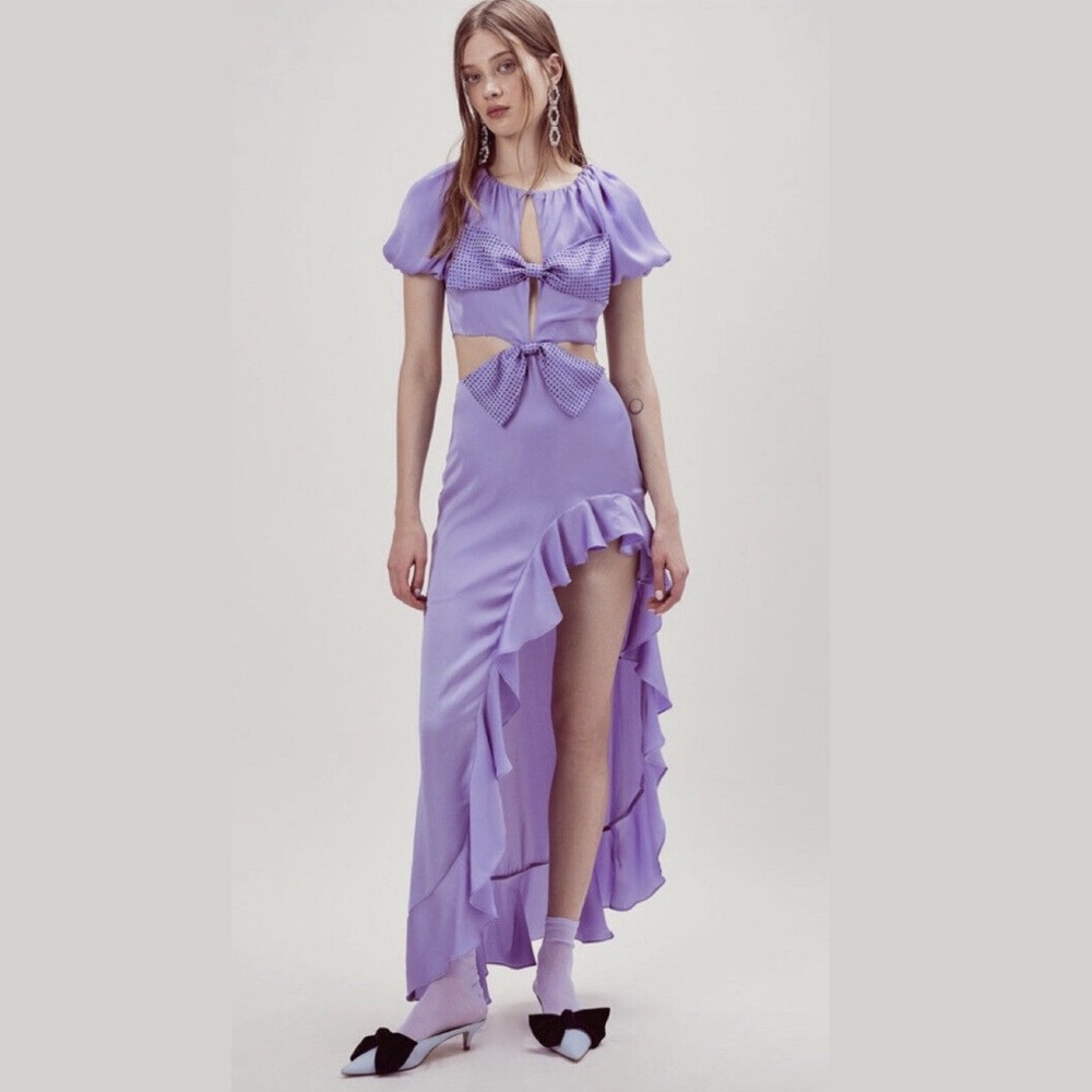For Love & Lemons After Dark Bow Front Cutouts Embellished Maxi Dress - Picture 3 of 7